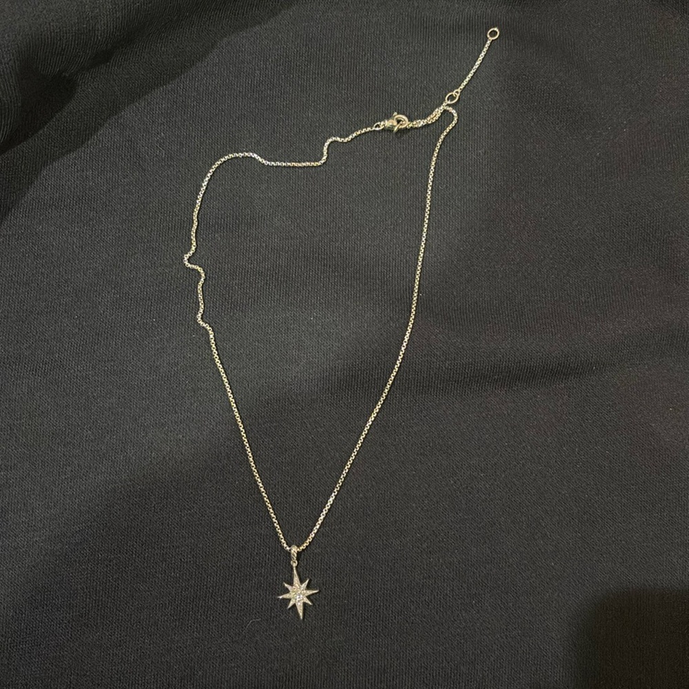 Brand New Never Worn Sterling Silver Cable North Star Pendant Necklace
